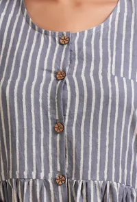 Grey Cotton Printed Dress image 6