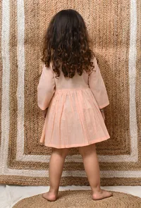 Peach Mul Mul Angrakha Dress image 4