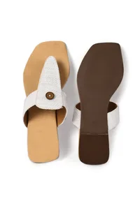 White Pure Hemp Buttoned Flats image 2