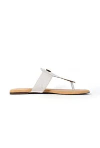 White Pure Hemp Buttoned Flats image 4