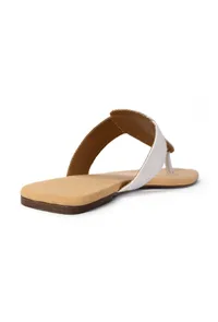 White Pure Hemp Buttoned Flats image 5