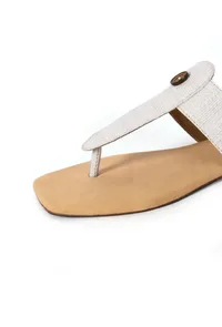 White Pure Hemp Buttoned Flats image 6