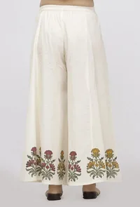 Off White  Hand-Block Printed Cotton Pallazo image 3