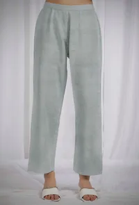 Green Striped Straight Cotton Pants image 1