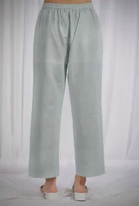 Green Striped Straight Cotton Pants image 3