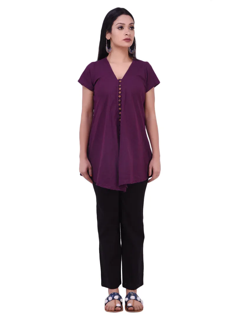 Purple Pure Cotton Kurta