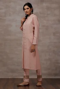 Light Pink Cashmilon Straight Phiran Kurta image 2