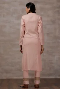 Light Pink Cashmilon Straight Phiran Kurta image 3