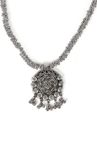 German Silver Partywear Silver Ghunghru Bead Designer Pendant image 3