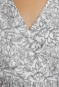 White and Black Cotton Slub Angrakha Printed Kurta image 4