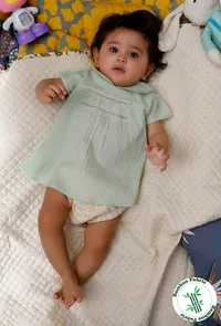 Green Peter Pan Collar Bamboo Fabric Top And Pant image 1