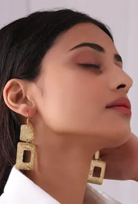 Turkish Squared Brass Earrings image 1