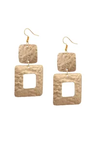 Turkish Squared Brass Earrings image 3