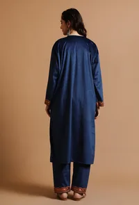 Set Of 3: Cloud Burst Kashmiri Tilla Embroidery Phiran With Pant and Dupatta-Free Size image 5