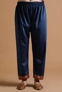 Set Of 3: Cloud Burst Kashmiri Tilla Embroidery Phiran With Pant and Dupatta-Free Size image 6