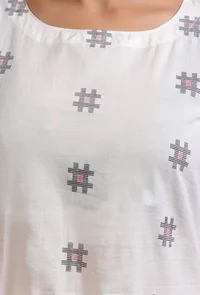 Set Of 2: White & Black Cotton Plain Kurta & Pant Set image 6