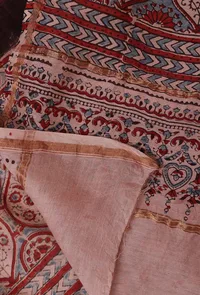 Burgundy Red Ajrakh Modal silk Dupatta image 3