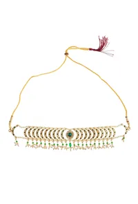 Emerald Pearl Kundan Necklace Set image 2