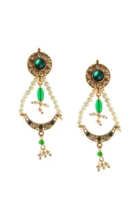 Emerald Pearl Kundan Necklace Set image 3