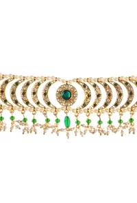 Emerald Pearl Kundan Necklace Set image 4