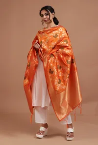 Mustard Yellow Color Semi Silk Dupatta With Zari Weaving image 2