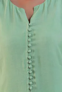 Set Of 2: Green Cotton Kurta with Pant Set image 6