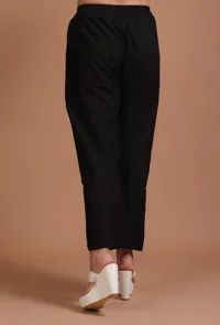 Set Of 2: Black Cotton Printed Kurta & Pant Set image 5