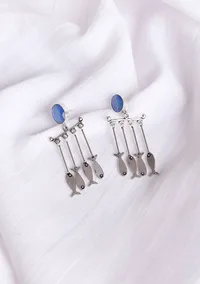 Marine Blue Brass Earrings image 1