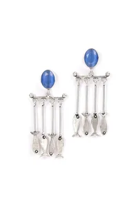 Marine Blue Brass Earrings image 2