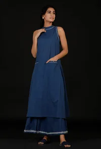 Carolina Blue Halter Kurta and Cotton Pallazo image 1
