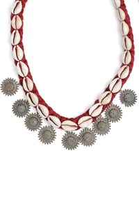 Sidham Red Cowrie Shell Tribal Necklace image 3