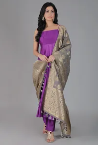 Grey Chanderi Brocade Dupatta image 2