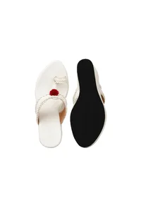 White Vegan Leather Wedges image 2