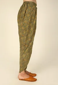 Olive Green Ajrakh Tulip Pants image 3
