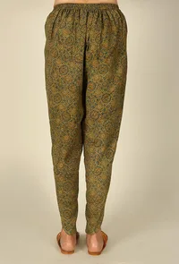 Olive Green Ajrakh Tulip Pants image 4
