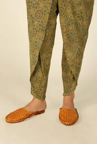 Olive Green Ajrakh Tulip Pants image 5