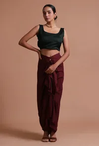 Black Color raw Silk Plain Blouse image 2