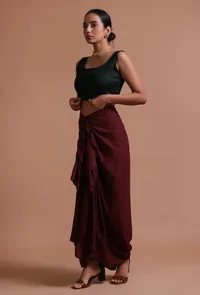 Black Color raw Silk Plain Blouse image 3