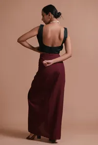 Black Color raw Silk Plain Blouse image 5