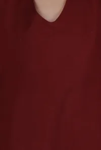 Set Of 2: Red Kullu Patti Lace Detailed Cashmilon Kurta Overlay & Maroon Palazzo image 5