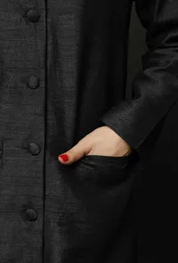 Set of 2 : Black Raw Silk Achkan and Wine Pants image 5