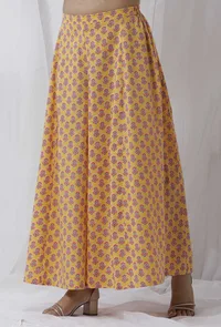 Mustard Yellow Floral Handblock Pallazo image 2