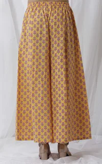 Mustard Yellow Floral Handblock Pallazo image 3