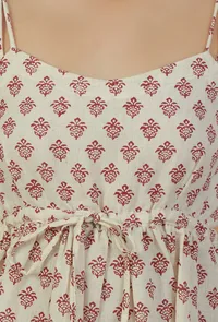 Ivory Hand Block Printed Cotton Peplum Top image 5