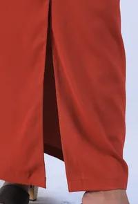 Women Orange Cotton Shirt Collar Straight Fit Dresses image 5