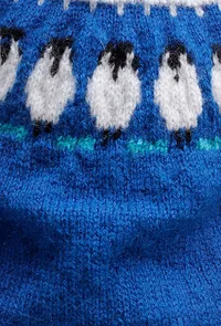 Aqua Blue Penguin Wool Hand Knitted Sweater image 4
