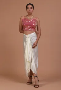 Light Pink Color Raw Silk Sitara work Blouse image 2