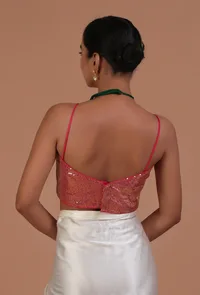 Light Pink Color Raw Silk Sitara work Blouse image 4