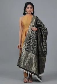 Coal Black Bandhani Brocade Dupatta image 1