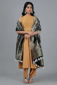 Coal Black Bandhani Brocade Dupatta image 2